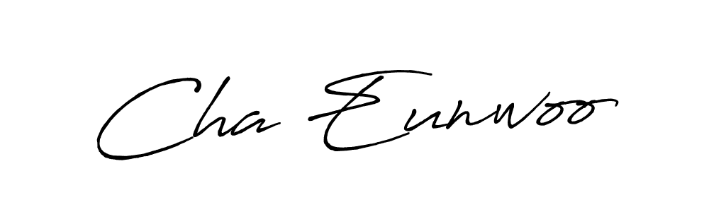 How to make Cha Eunwoo name signature. Use Antro_Vectra_Bolder style for creating short signs online. This is the latest handwritten sign. Cha Eunwoo signature style 7 images and pictures png