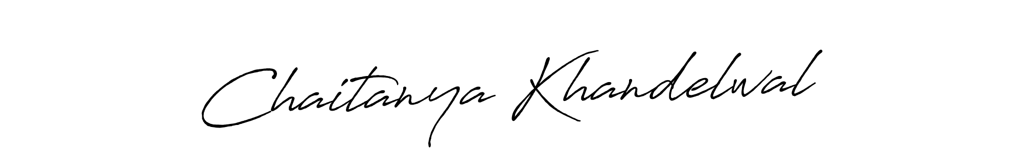 How to make Chaitanya Khandelwal name signature. Use Antro_Vectra_Bolder style for creating short signs online. This is the latest handwritten sign. Chaitanya Khandelwal signature style 7 images and pictures png
