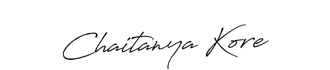 How to make Chaitanya Kore name signature. Use Antro_Vectra_Bolder style for creating short signs online. This is the latest handwritten sign. Chaitanya Kore signature style 7 images and pictures png