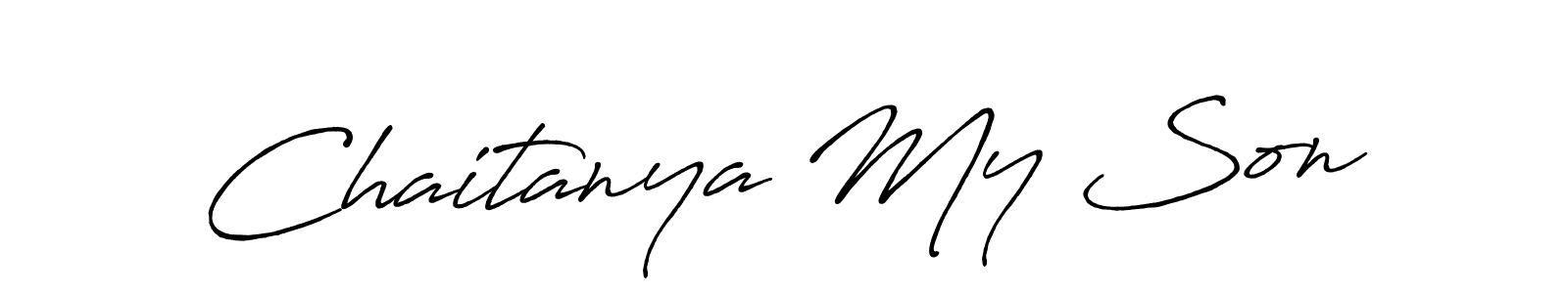 How to make Chaitanya My Son name signature. Use Antro_Vectra_Bolder style for creating short signs online. This is the latest handwritten sign. Chaitanya My Son signature style 7 images and pictures png