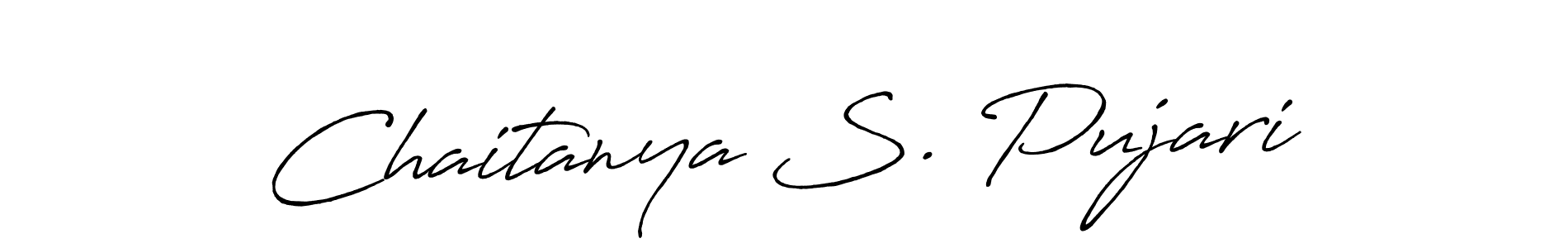 Use a signature maker to create a handwritten signature online. With this signature software, you can design (Antro_Vectra_Bolder) your own signature for name Chaitanya S. Pujari. Chaitanya S. Pujari signature style 7 images and pictures png