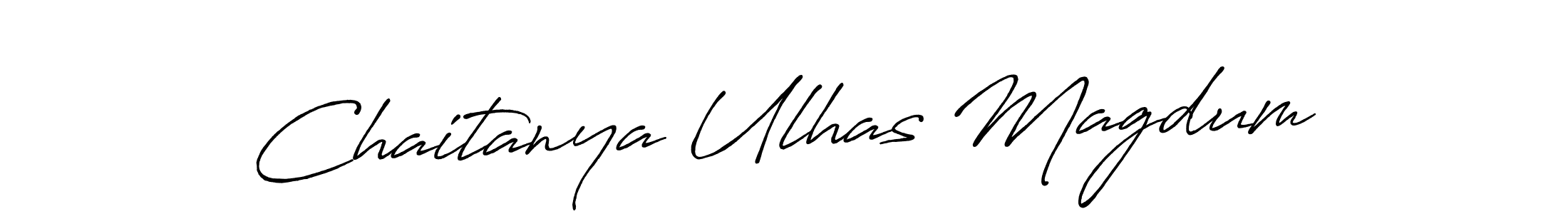 Antro_Vectra_Bolder is a professional signature style that is perfect for those who want to add a touch of class to their signature. It is also a great choice for those who want to make their signature more unique. Get Chaitanya Ulhas Magdum name to fancy signature for free. Chaitanya Ulhas Magdum signature style 7 images and pictures png