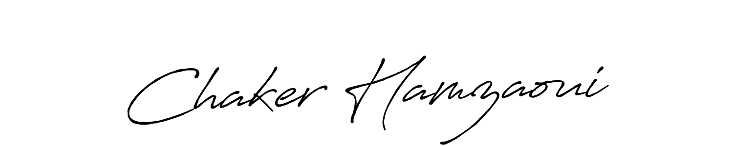 Make a beautiful signature design for name Chaker Hamzaoui. With this signature (Antro_Vectra_Bolder) style, you can create a handwritten signature for free. Chaker Hamzaoui signature style 7 images and pictures png