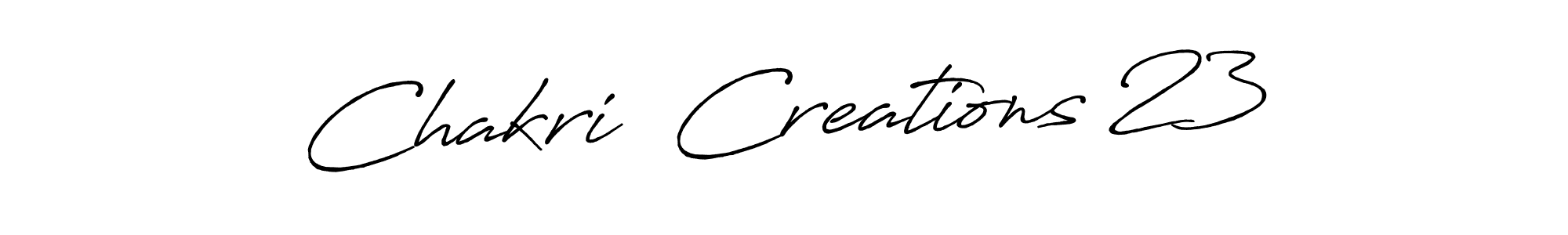 The best way (Antro_Vectra_Bolder) to make a short signature is to pick only two or three words in your name. The name Chakri  Creations 23 include a total of six letters. For converting this name. Chakri  Creations 23 signature style 7 images and pictures png