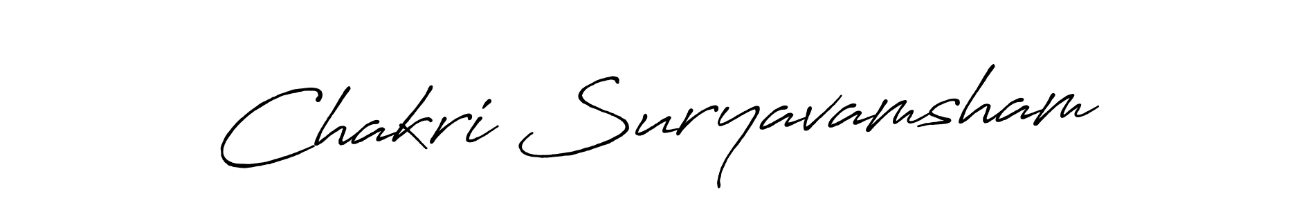 How to make Chakri Suryavamsham name signature. Use Antro_Vectra_Bolder style for creating short signs online. This is the latest handwritten sign. Chakri Suryavamsham signature style 7 images and pictures png