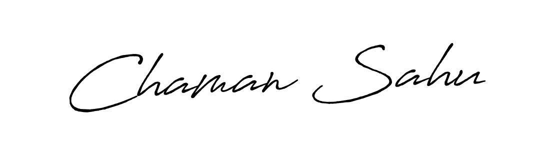 How to make Chaman Sahu name signature. Use Antro_Vectra_Bolder style for creating short signs online. This is the latest handwritten sign. Chaman Sahu signature style 7 images and pictures png