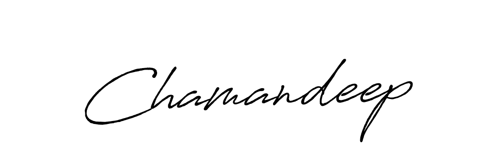 How to make Chamandeep signature? Antro_Vectra_Bolder is a professional autograph style. Create handwritten signature for Chamandeep name. Chamandeep signature style 7 images and pictures png