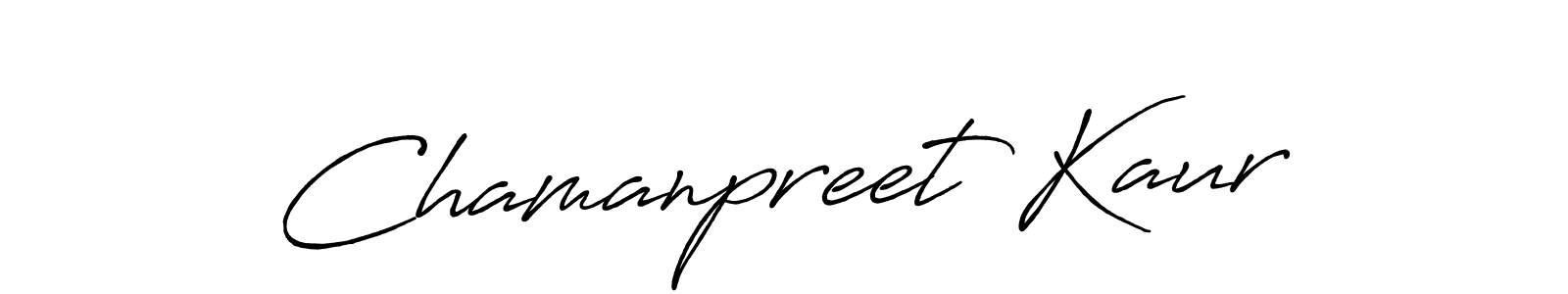 Make a beautiful signature design for name Chamanpreet Kaur. With this signature (Antro_Vectra_Bolder) style, you can create a handwritten signature for free. Chamanpreet Kaur signature style 7 images and pictures png