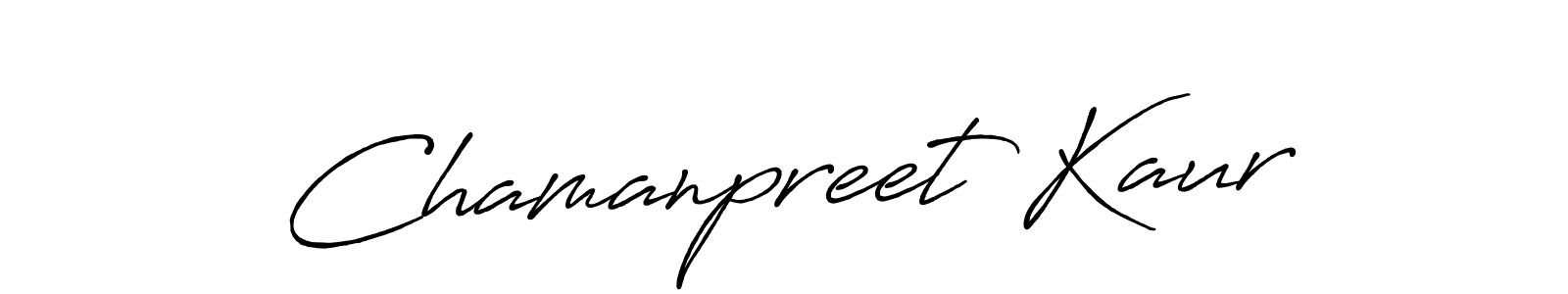 Make a beautiful signature design for name Chamanpreet Kaur. With this signature (Antro_Vectra_Bolder) style, you can create a handwritten signature for free. Chamanpreet Kaur signature style 7 images and pictures png