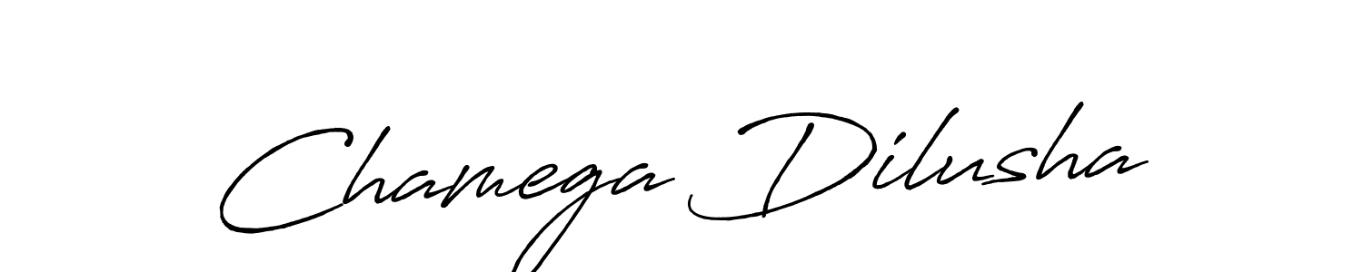 Design your own signature with our free online signature maker. With this signature software, you can create a handwritten (Antro_Vectra_Bolder) signature for name Chamega Dilusha. Chamega Dilusha signature style 7 images and pictures png