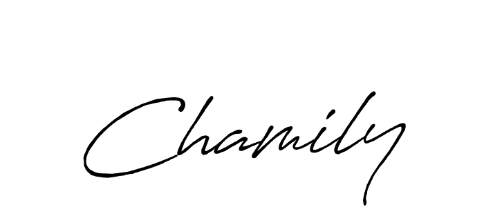 Make a beautiful signature design for name Chamily. With this signature (Antro_Vectra_Bolder) style, you can create a handwritten signature for free. Chamily signature style 7 images and pictures png