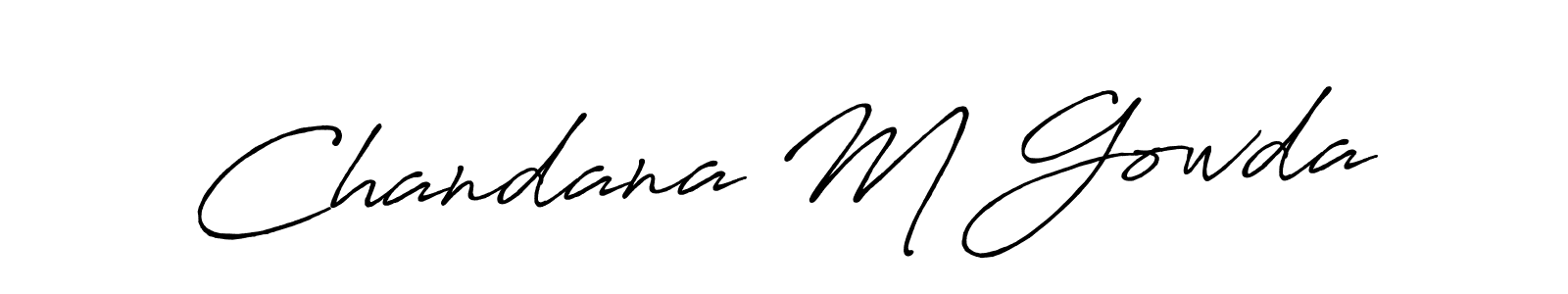 How to make Chandana M Gowda name signature. Use Antro_Vectra_Bolder style for creating short signs online. This is the latest handwritten sign. Chandana M Gowda signature style 7 images and pictures png