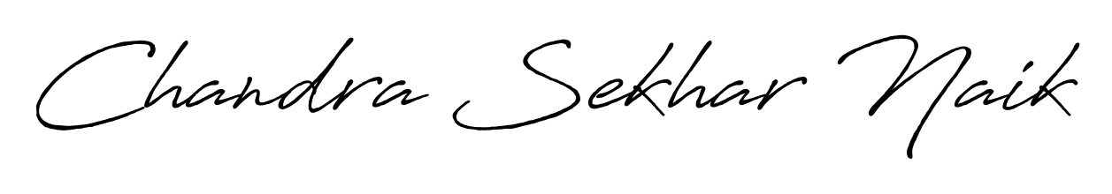 A modern signature idea for name Chandra Sekhar Naik using Antro_Vectra_Bolder font. Clean strokes and elegant curves make it stand out instantly. Chandra Sekhar Naik signature style 7 images and pictures png