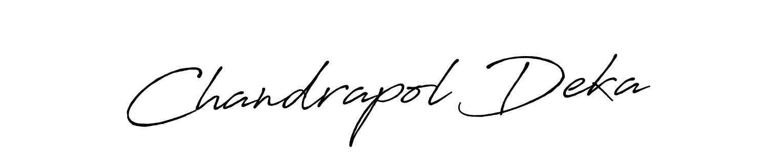 Antro_Vectra_Bolder is a professional signature style that is perfect for those who want to add a touch of class to their signature. It is also a great choice for those who want to make their signature more unique. Get Chandrapol Deka name to fancy signature for free. Chandrapol Deka signature style 7 images and pictures png