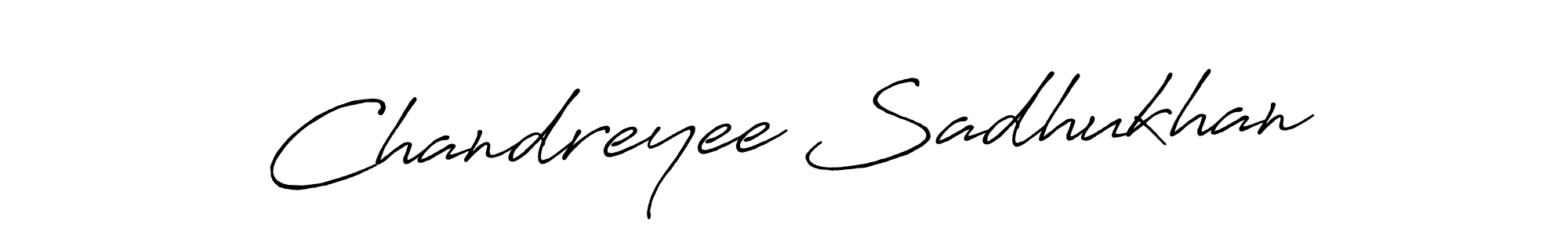 The best way (Antro_Vectra_Bolder) to make a short signature is to pick only two or three words in your name. The name Chandreyee Sadhukhan include a total of six letters. For converting this name. Chandreyee Sadhukhan signature style 7 images and pictures png