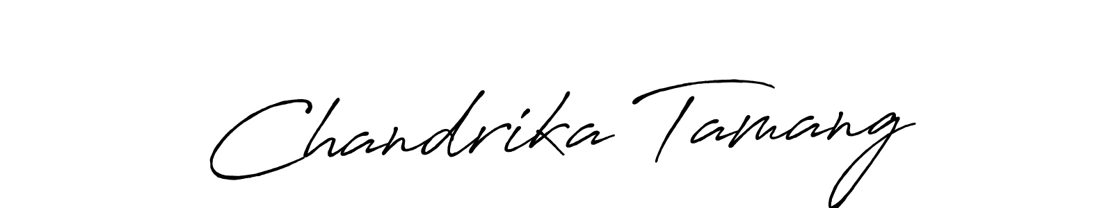 The best way (Antro_Vectra_Bolder) to make a short signature is to pick only two or three words in your name. The name Chandrika Tamang include a total of six letters. For converting this name. Chandrika Tamang signature style 7 images and pictures png