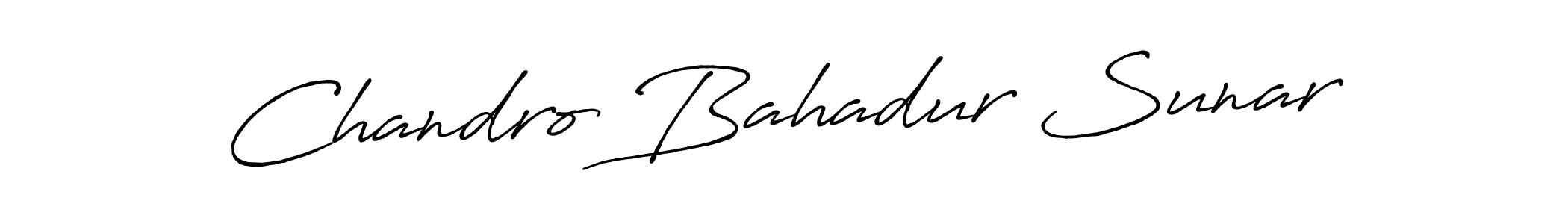 How to make Chandro Bahadur Sunar name signature. Use Antro_Vectra_Bolder style for creating short signs online. This is the latest handwritten sign. Chandro Bahadur Sunar signature style 7 images and pictures png