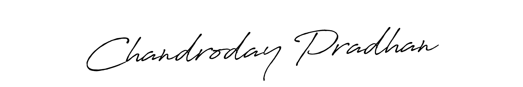 Create a beautiful signature design for name Chandroday Pradhan. With this signature (Antro_Vectra_Bolder) fonts, you can make a handwritten signature for free. Chandroday Pradhan signature style 7 images and pictures png