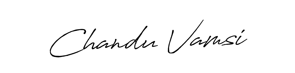 Use a signature maker to create a handwritten signature online. With this signature software, you can design (Antro_Vectra_Bolder) your own signature for name Chandu Vamsi. Chandu Vamsi signature style 7 images and pictures png
