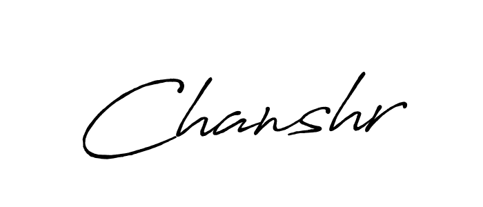 Use a signature maker to create a handwritten signature online. With this signature software, you can design (Antro_Vectra_Bolder) your own signature for name Chanshr. Chanshr signature style 7 images and pictures png