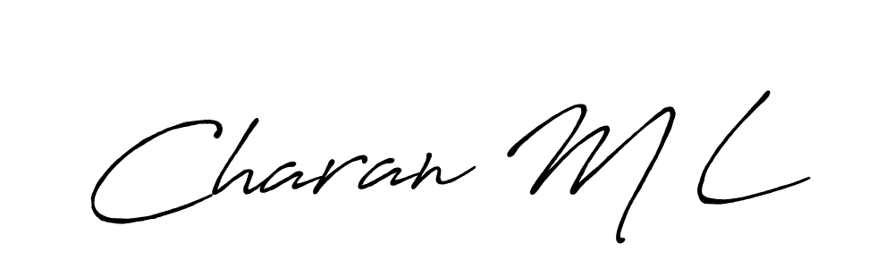 How to make Charan M L name signature. Use Antro_Vectra_Bolder style for creating short signs online. This is the latest handwritten sign. Charan M L signature style 7 images and pictures png