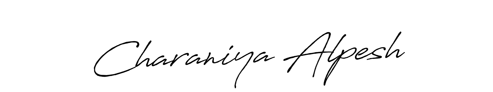 How to make Charaniya Alpesh name signature. Use Antro_Vectra_Bolder style for creating short signs online. This is the latest handwritten sign. Charaniya Alpesh signature style 7 images and pictures png