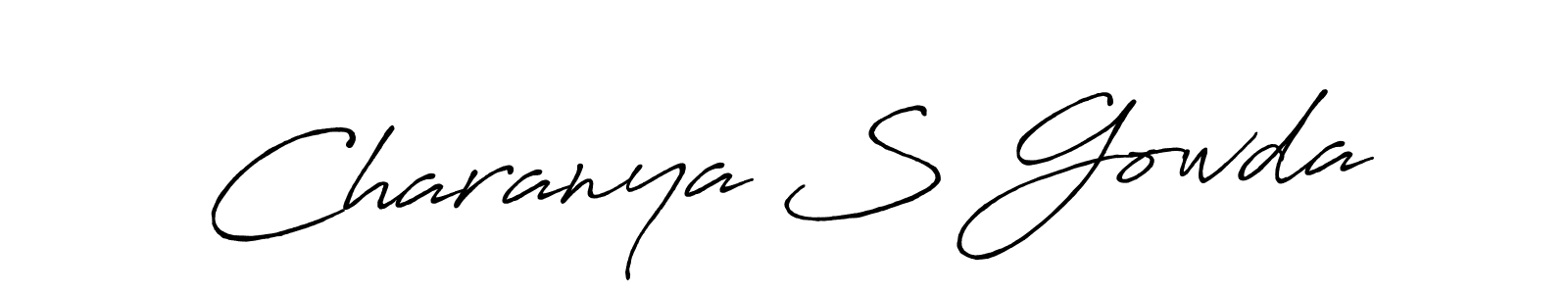 Make a beautiful signature design for name Charanya S Gowda. With this signature (Antro_Vectra_Bolder) style, you can create a handwritten signature for free. Charanya S Gowda signature style 7 images and pictures png
