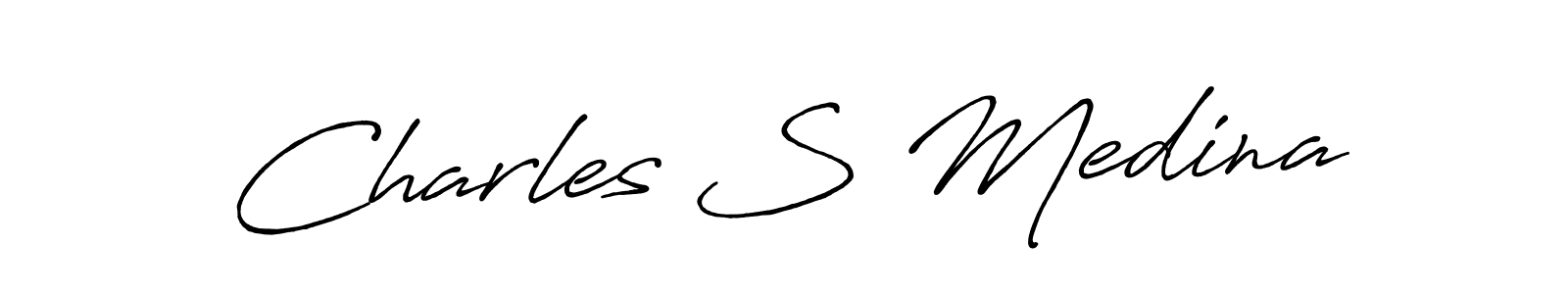 How to make Charles S Medina name signature. Use Antro_Vectra_Bolder style for creating short signs online. This is the latest handwritten sign. Charles S Medina signature style 7 images and pictures png