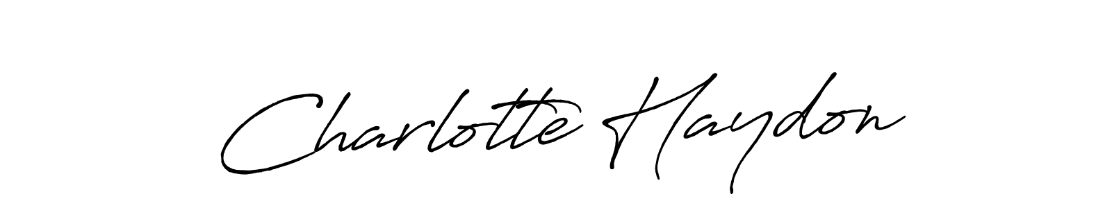 Create a beautiful signature design for name Charlotte Haydon. With this signature (Antro_Vectra_Bolder) fonts, you can make a handwritten signature for free. Charlotte Haydon signature style 7 images and pictures png