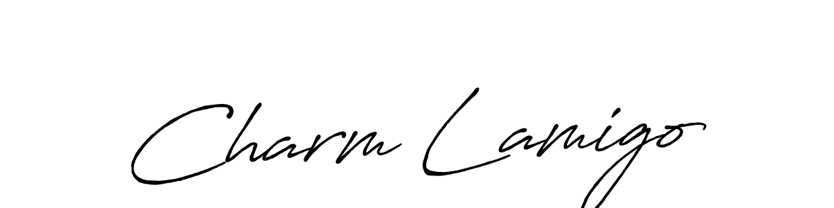 Antro_Vectra_Bolder is a professional signature style that is perfect for those who want to add a touch of class to their signature. It is also a great choice for those who want to make their signature more unique. Get Charm Lamigo name to fancy signature for free. Charm Lamigo signature style 7 images and pictures png