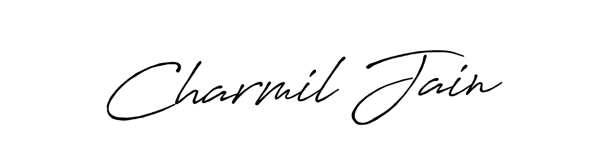 Charmil Jain stylish signature style. Best Handwritten Sign (Antro_Vectra_Bolder) for my name. Handwritten Signature Collection Ideas for my name Charmil Jain. Charmil Jain signature style 7 images and pictures png