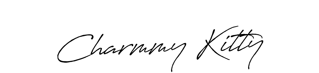 The best way (Antro_Vectra_Bolder) to make a short signature is to pick only two or three words in your name. The name Charmmy Kitty include a total of six letters. For converting this name. Charmmy Kitty signature style 7 images and pictures png