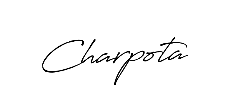 You should practise on your own different ways (Antro_Vectra_Bolder) to write your name (Charpota) in signature. don't let someone else do it for you. Charpota signature style 7 images and pictures png