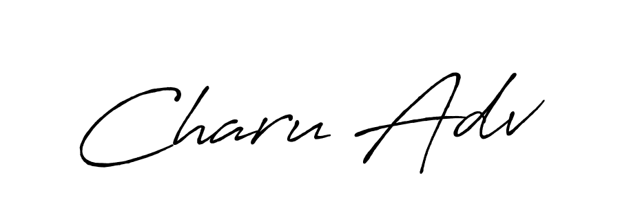 Use a signature maker to create a handwritten signature online. With this signature software, you can design (Antro_Vectra_Bolder) your own signature for name Charu Adv. Charu Adv signature style 7 images and pictures png