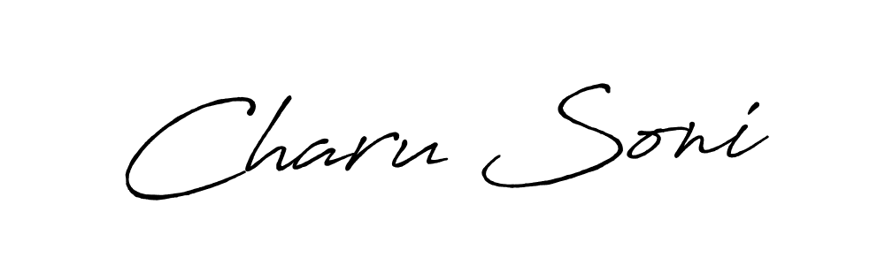 Use a signature maker to create a handwritten signature online. With this signature software, you can design (Antro_Vectra_Bolder) your own signature for name Charu Soni. Charu Soni signature style 7 images and pictures png