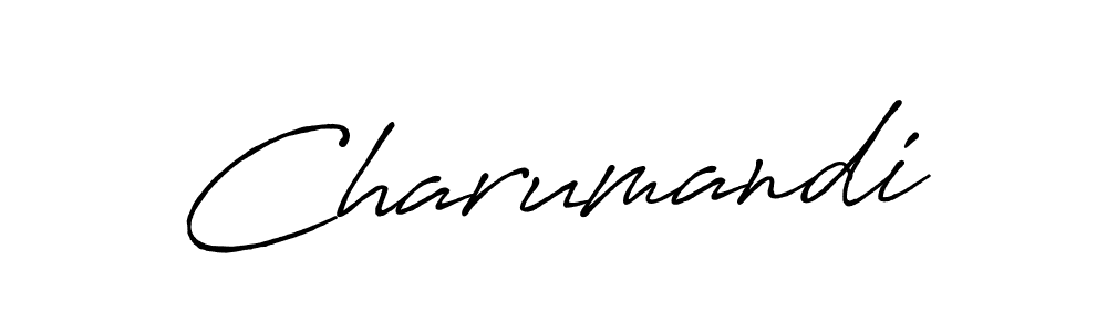 Use a signature maker to create a handwritten signature online. With this signature software, you can design (Antro_Vectra_Bolder) your own signature for name Charumandi. Charumandi signature style 7 images and pictures png