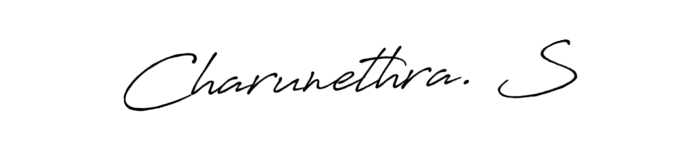 You can use this online signature creator to create a handwritten signature for the name Charunethra. S. This is the best online autograph maker. Charunethra. S signature style 7 images and pictures png