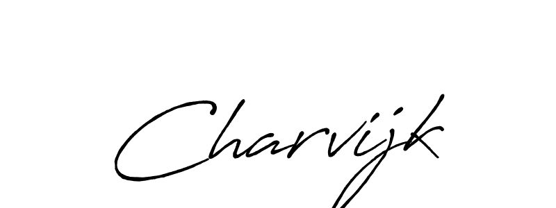 How to make Charvijk name signature. Use Antro_Vectra_Bolder style for creating short signs online. This is the latest handwritten sign. Charvijk signature style 7 images and pictures png