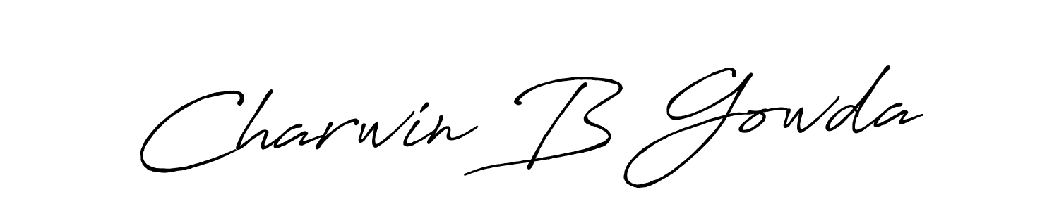 How to make Charwin B Gowda name signature. Use Antro_Vectra_Bolder style for creating short signs online. This is the latest handwritten sign. Charwin B Gowda signature style 7 images and pictures png