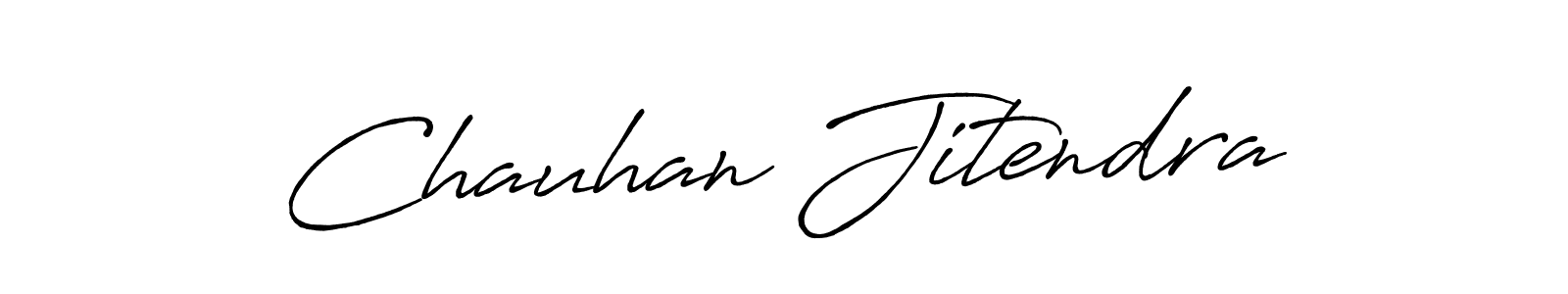 How to make Chauhan Jitendra name signature. Use Antro_Vectra_Bolder style for creating short signs online. This is the latest handwritten sign. Chauhan Jitendra signature style 7 images and pictures png