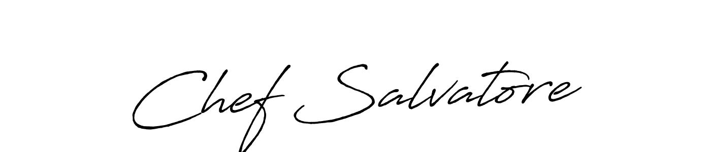 Chef Salvatore stylish signature style. Best Handwritten Sign (Antro_Vectra_Bolder) for my name. Handwritten Signature Collection Ideas for my name Chef Salvatore. Chef Salvatore signature style 7 images and pictures png