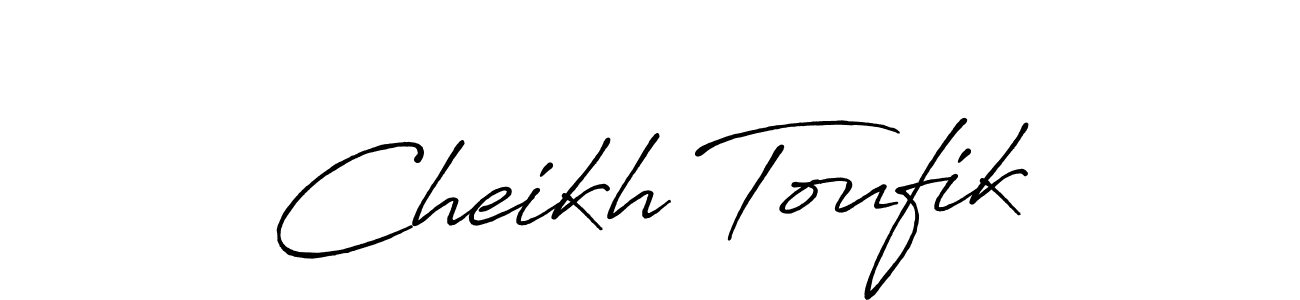 Make a beautiful signature design for name Cheikh Toufik. With this signature (Antro_Vectra_Bolder) style, you can create a handwritten signature for free. Cheikh Toufik signature style 7 images and pictures png