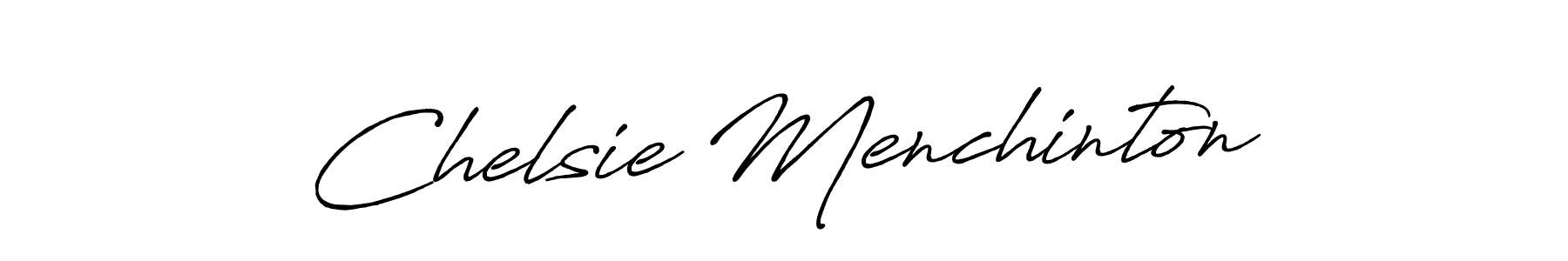 How to make Chelsie Menchinton name signature. Use Antro_Vectra_Bolder style for creating short signs online. This is the latest handwritten sign. Chelsie Menchinton signature style 7 images and pictures png