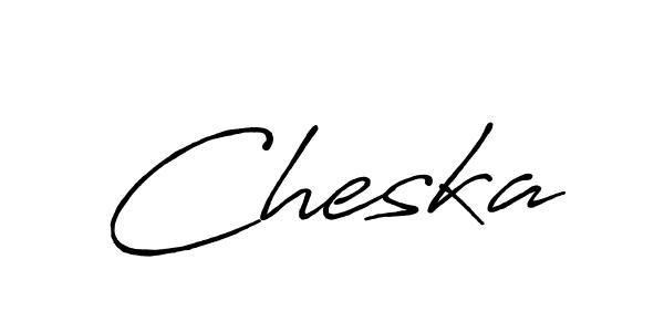 How to make Cheska signature? Antro_Vectra_Bolder is a professional autograph style. Create handwritten signature for Cheska name. Cheska signature style 7 images and pictures png