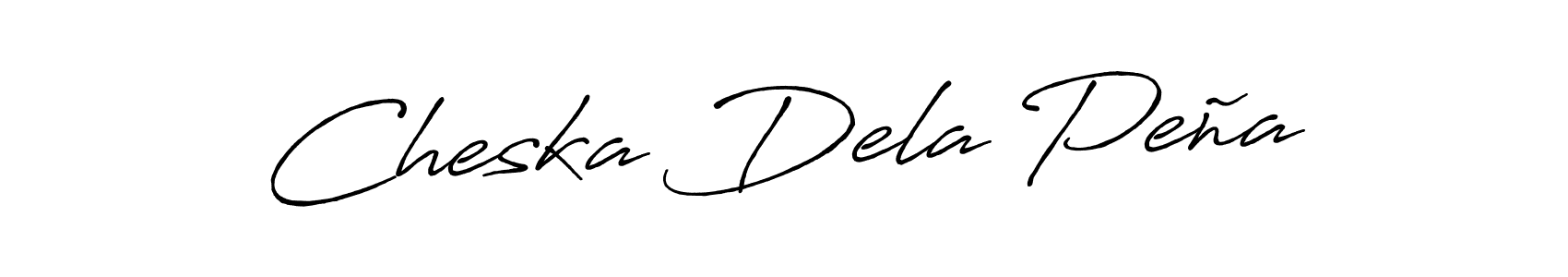 Cheska Dela Peña stylish signature style. Best Handwritten Sign (Antro_Vectra_Bolder) for my name. Handwritten Signature Collection Ideas for my name Cheska Dela Peña. Cheska Dela Peña signature style 7 images and pictures png