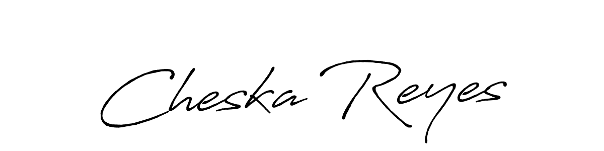 Make a beautiful signature design for name Cheska Reyes. With this signature (Antro_Vectra_Bolder) style, you can create a handwritten signature for free. Cheska Reyes signature style 7 images and pictures png