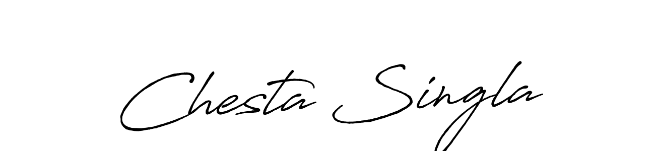 How to make Chesta Singla name signature. Use Antro_Vectra_Bolder style for creating short signs online. This is the latest handwritten sign. Chesta Singla signature style 7 images and pictures png