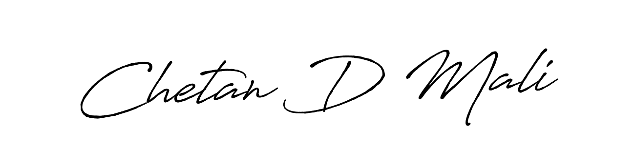 How to make Chetan D Mali name signature. Use Antro_Vectra_Bolder style for creating short signs online. This is the latest handwritten sign. Chetan D Mali signature style 7 images and pictures png