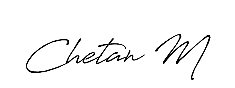 How to make Chetan M name signature. Use Antro_Vectra_Bolder style for creating short signs online. This is the latest handwritten sign. Chetan M signature style 7 images and pictures png