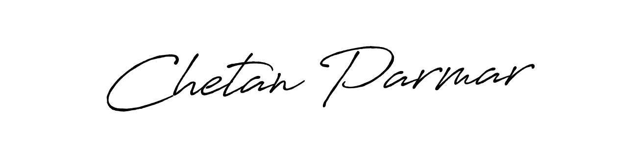 How to make Chetan Parmar name signature. Use Antro_Vectra_Bolder style for creating short signs online. This is the latest handwritten sign. Chetan Parmar signature style 7 images and pictures png